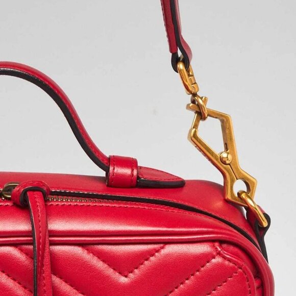 Gucci Red Quilted Leather Marmont Small Shoulder Bag - Picture 2 of 11